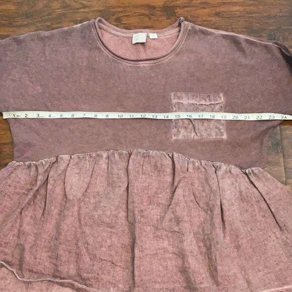 Anthropologie Postmark Purple Pullover Distressed Top Boho Casual Relaxed - Picture 4 of 9